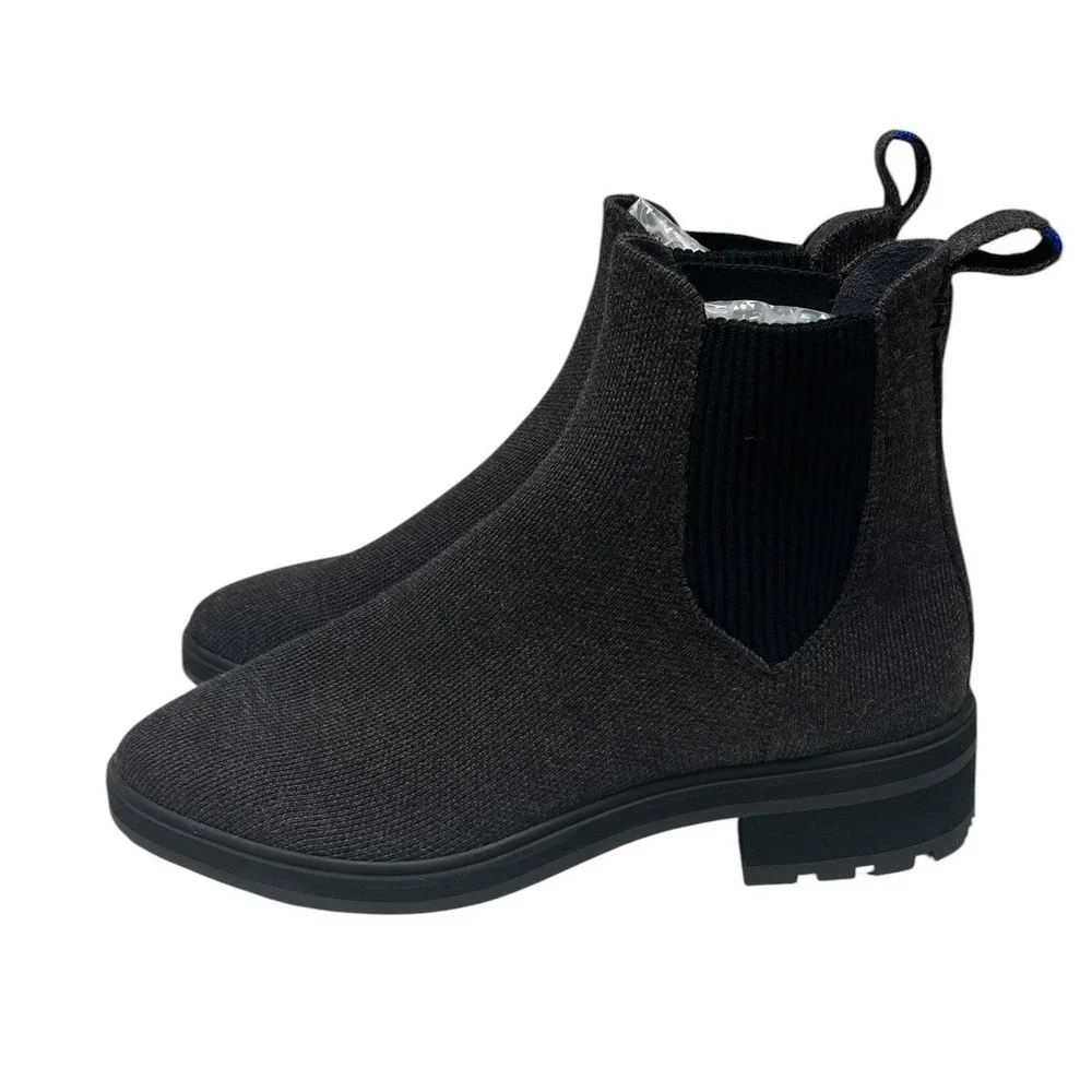 Rothy's Classic Lug Sole Boot 7 Charcoal Merino Wool Chelsea Sustainable NWOT